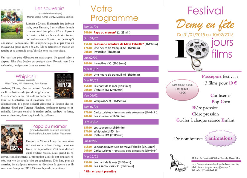 Le programme du festival 2015